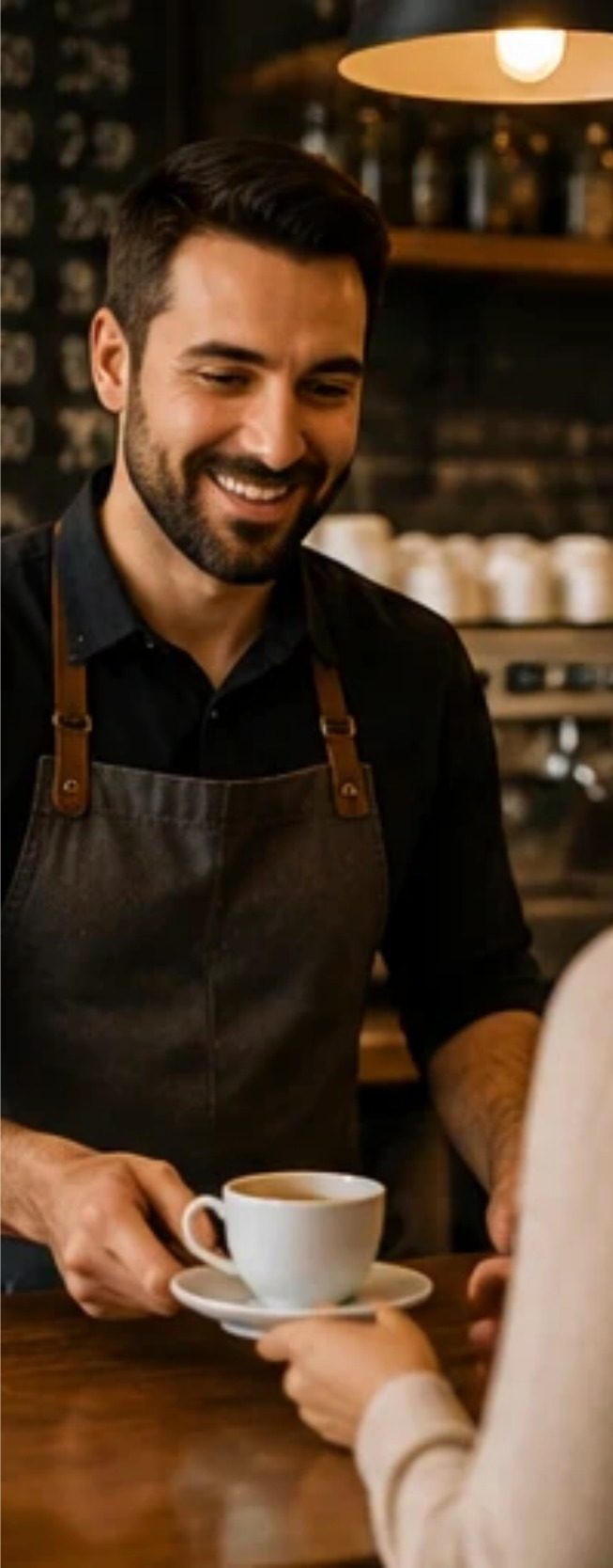 Small business owner serving a customer
